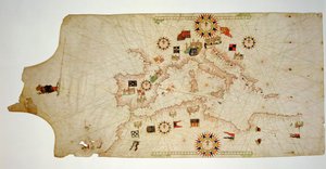 Miniature Nautical Map of the Central Mediterranean, 1560